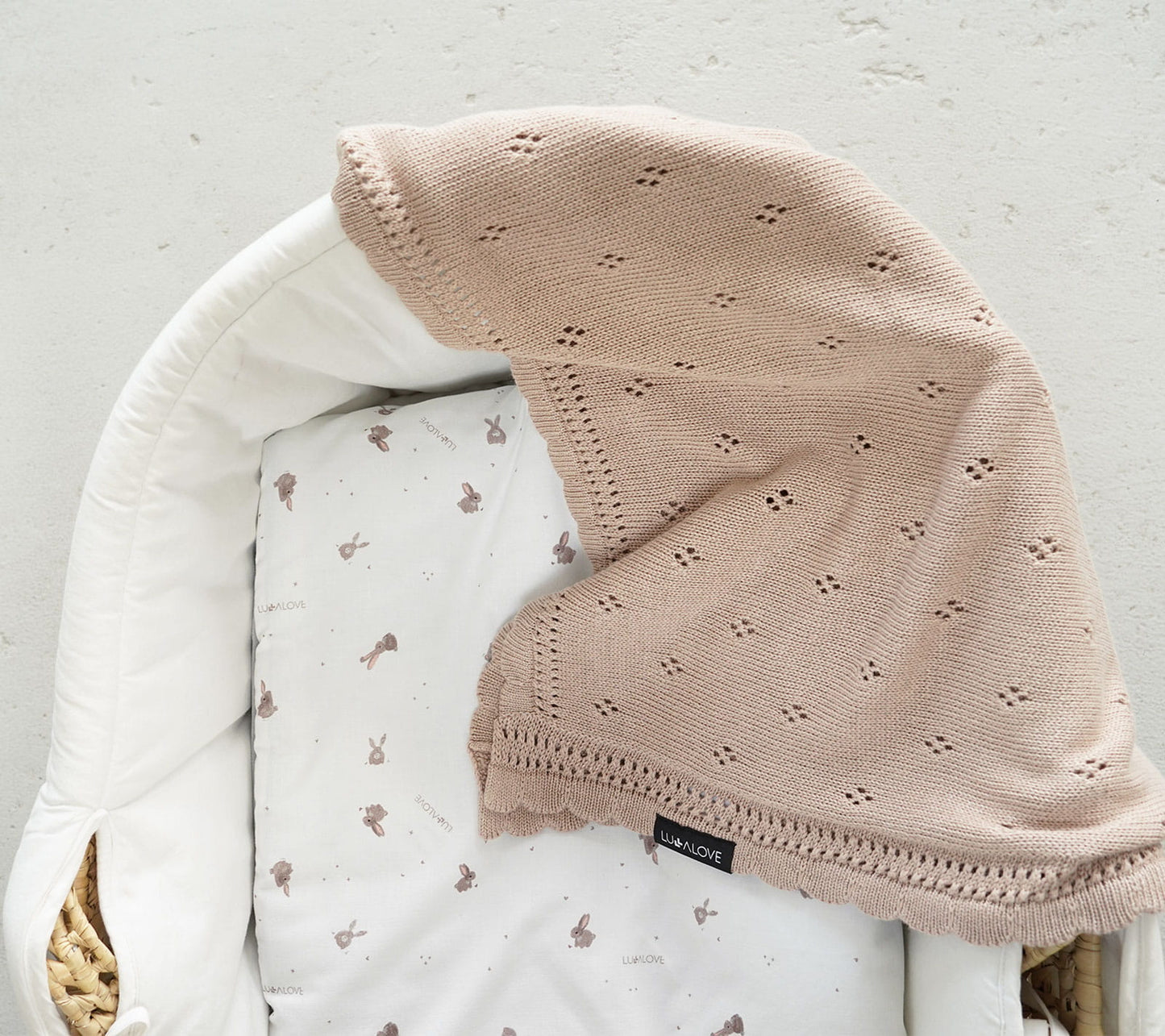 Soft cellular bamboo baby blanket - Caramel - Daisy