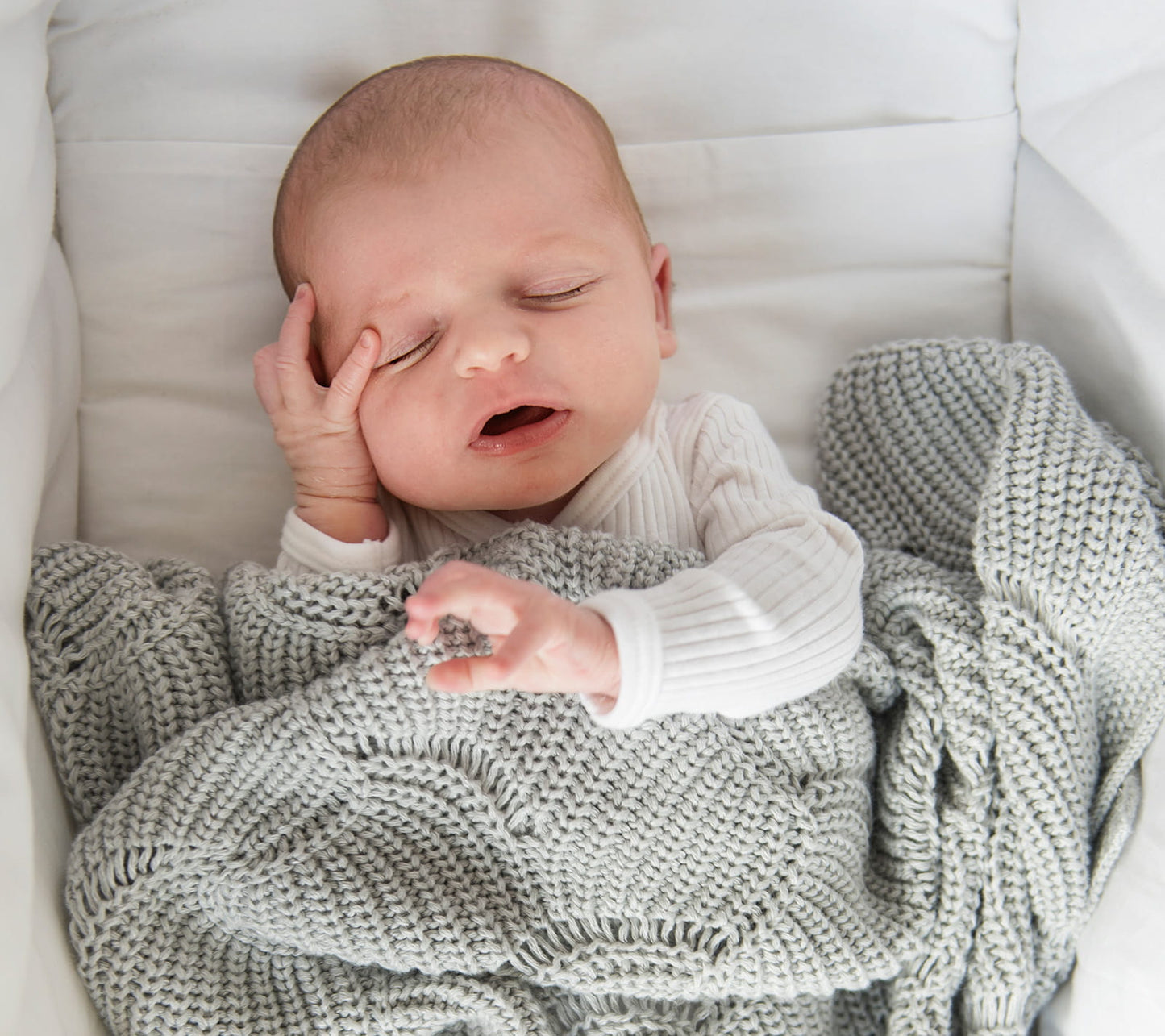 Cellular bamboo baby blanket - Grey - Seashell