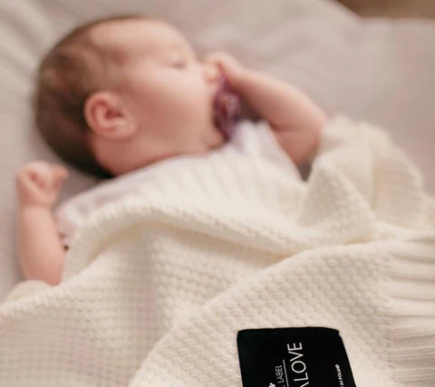 Bamboo baby blanket - Coconut - Macaroon knit