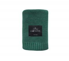 Bamboo classic knit blanket - 80x100cm - Bottle green - Lullalove UK