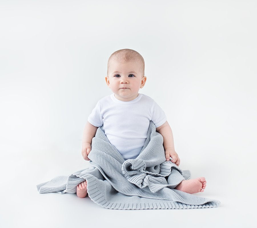 Bamboo baby blanket - Grey - Classic knit Blanket Lullalove UK