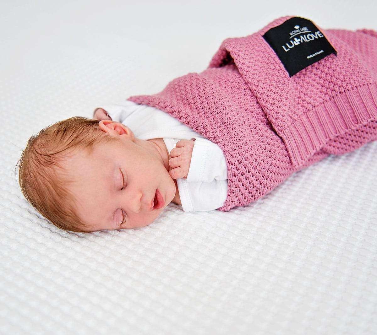 Bamboo baby blanket - Peony pink - Macaroon knit Blanket Lullalove UK