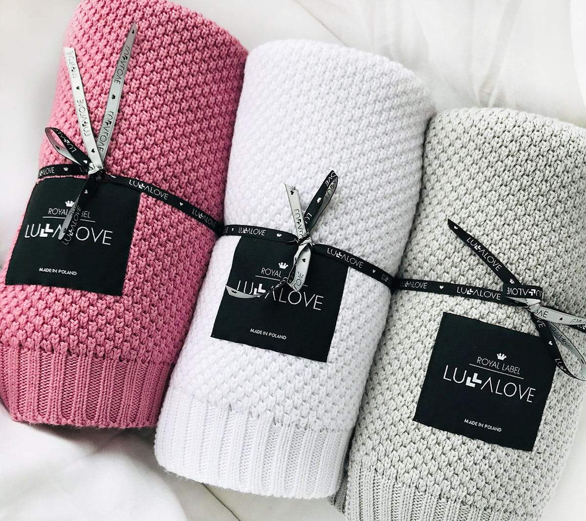 Bamboo baby blanket - Peony pink - Macaroon knit Blanket Lullalove UK