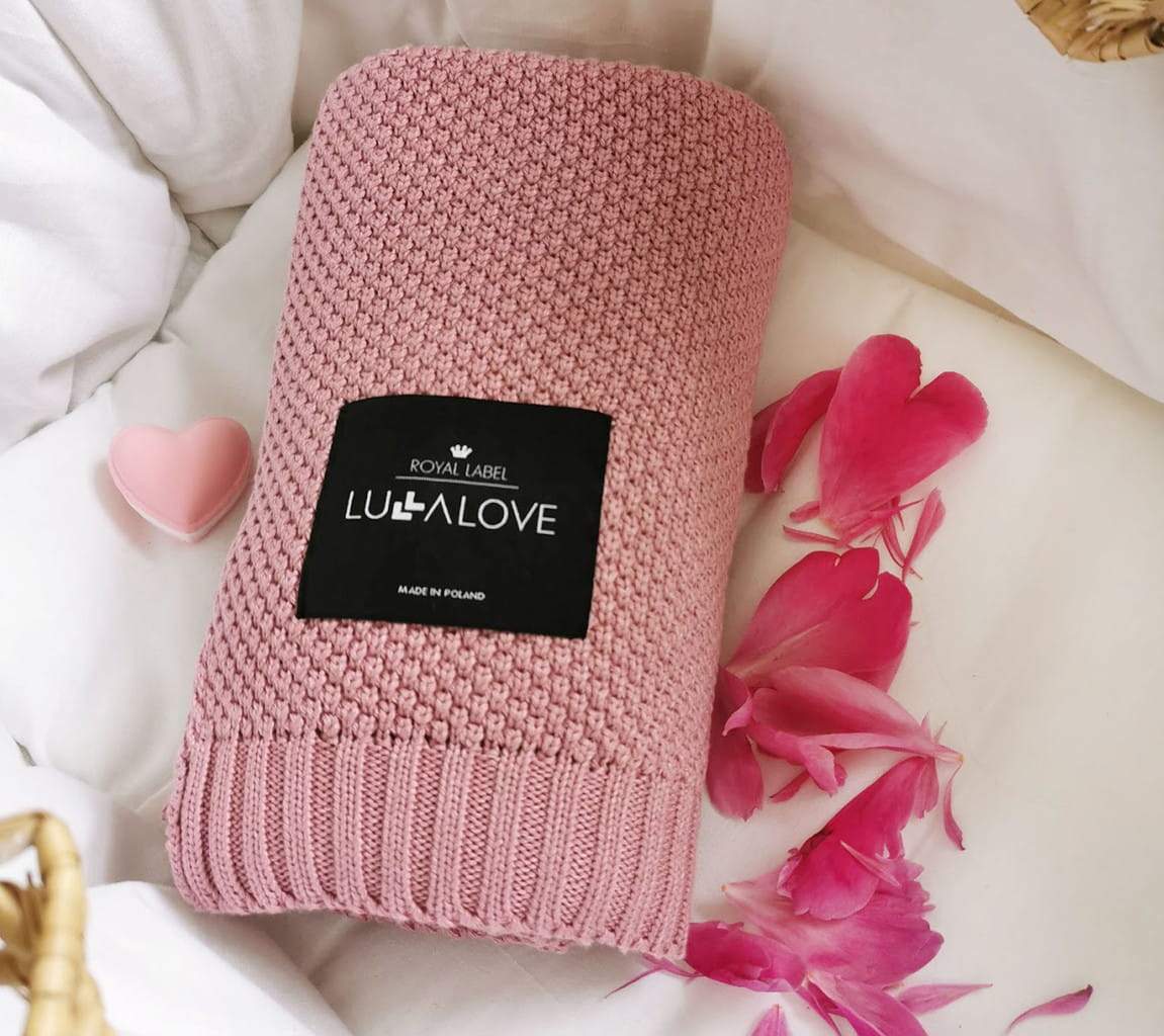 Bamboo baby blanket - Peony pink - Macaroon knit Blanket Lullalove UK