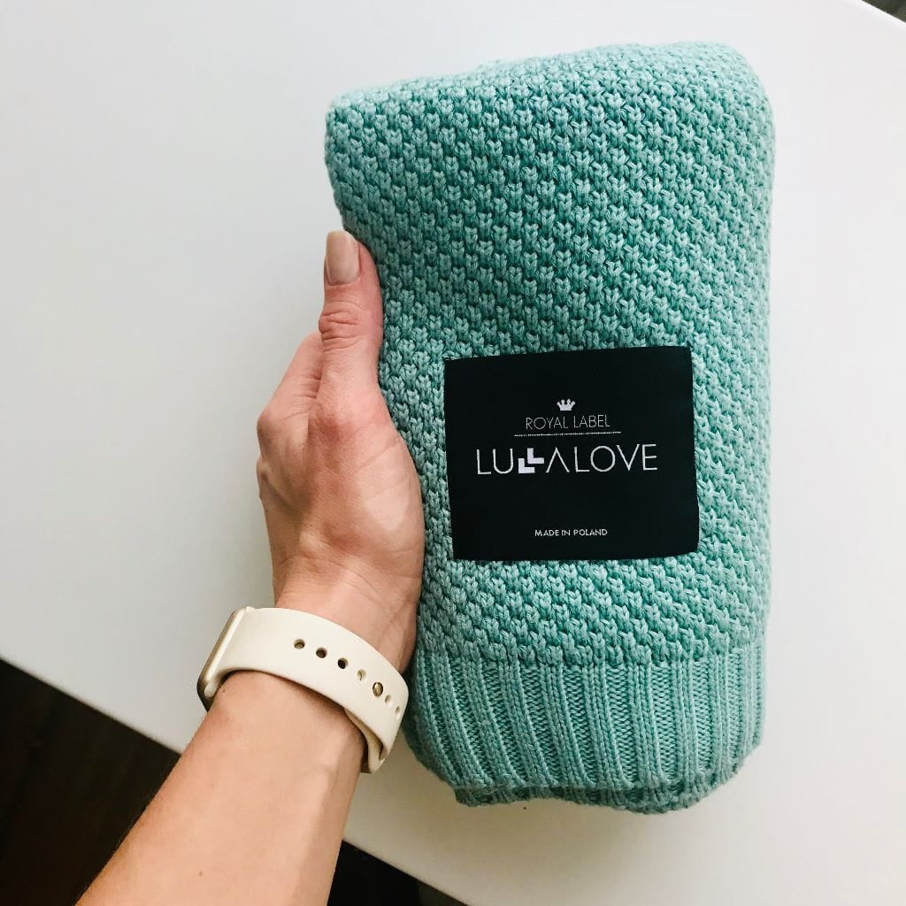 Bamboo baby blanket - Sage - Macaroon knit Blanket Lullalove UK