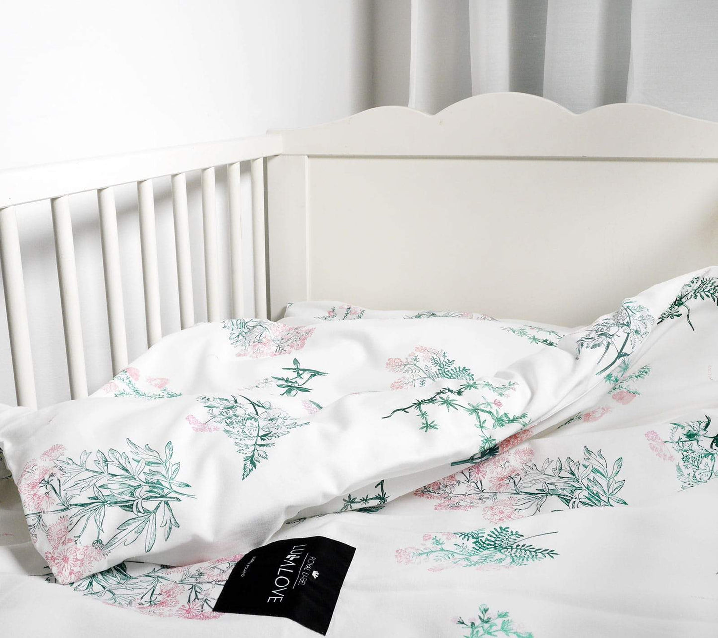Herbs pink - Cot bed duvet cover and pillowcase set Bedding Lullalove UK