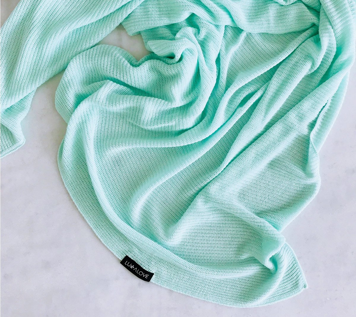 Light knitted bamboo swaddle blanket - Mint Swaddle blanket Lullalove UK 