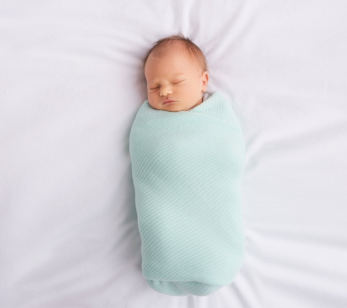 Light knitted bamboo swaddle blanket - Mint Swaddle blanket Lullalove UK 