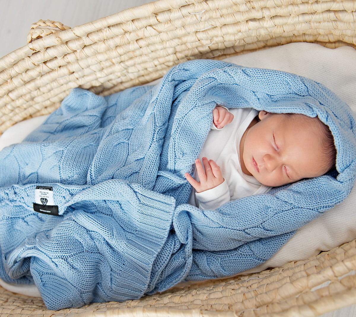 Merino Wool Blanket - Baby blue - premium collection Blanket Lullalove
