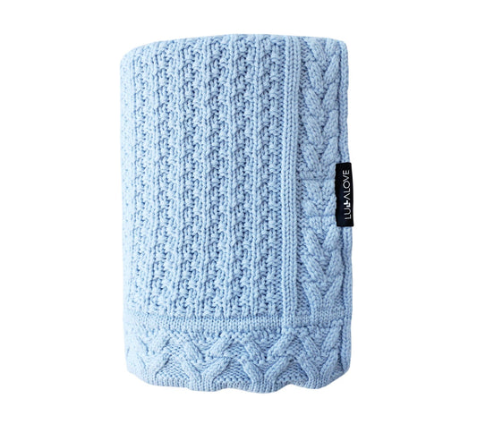 Premium Merino Wool Baby Blanket "Cookie" - Blue Blanket Lullalove 