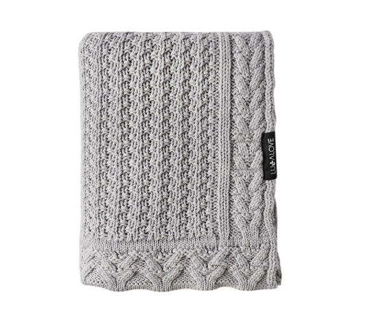 Premium Merino Wool Baby Blanket "Cookie" - Grey Blanket Lullalove