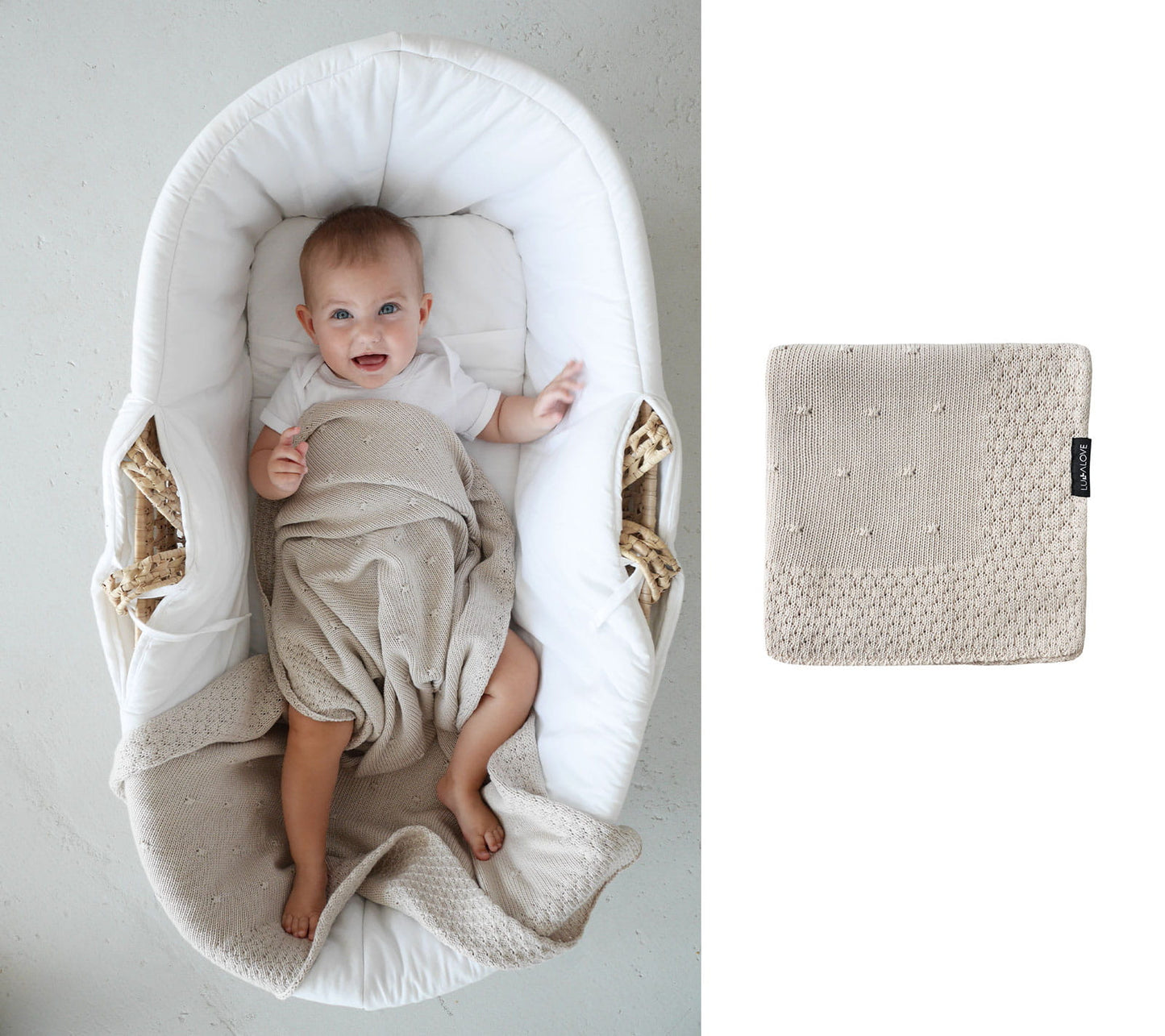 Soft All Season Bamboo Baby Blanket "Popcorn" - Beige Blanket Lullalove UK