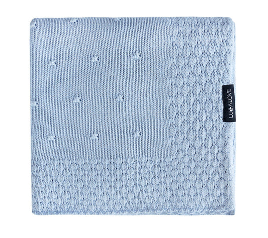 Soft All Season Bamboo Baby Blanket "Popcorn" - Blue Blanket Lullalove UK