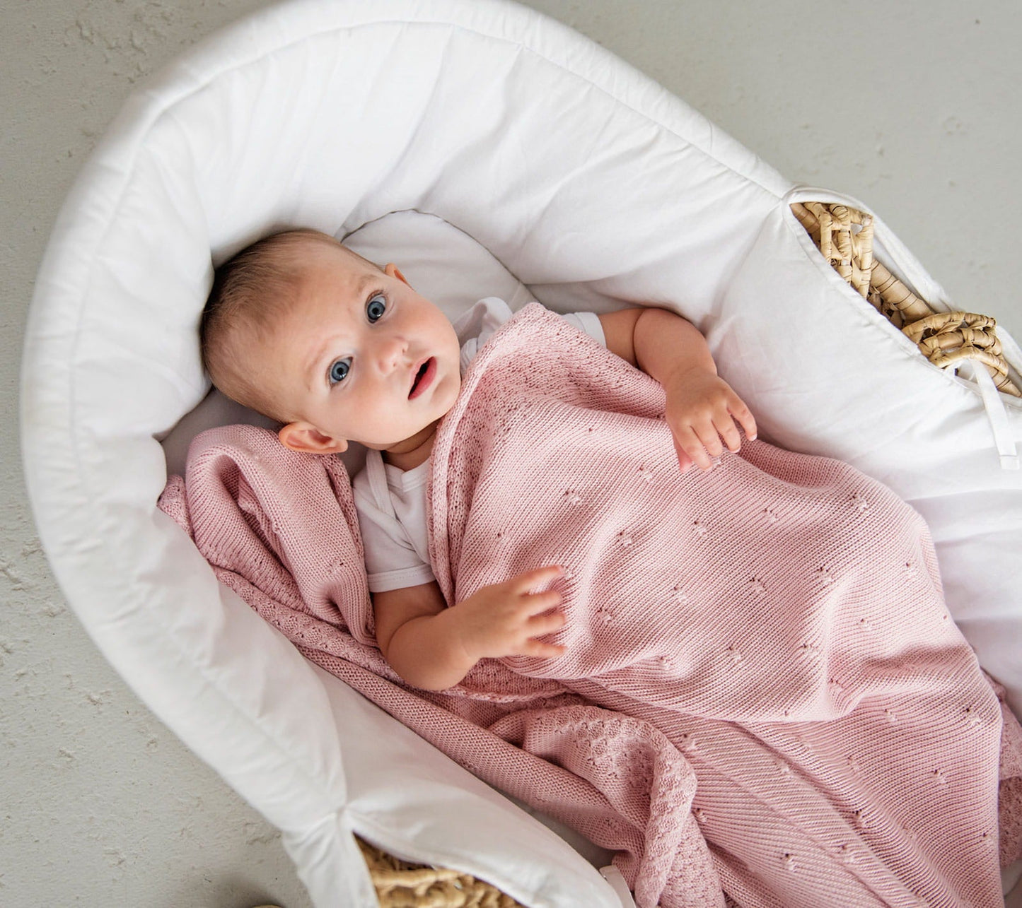 Soft All Season Bamboo Baby Blanket "Popcorn" - Powder Pink Blanket Lullalove UK