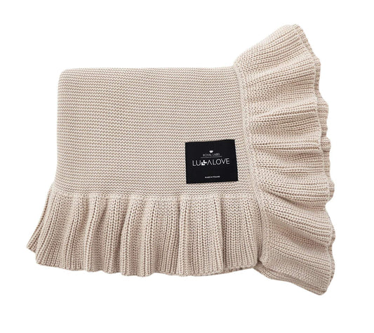 Soft bamboo baby blanket with a frill - Beige Blanket Lullalove UK