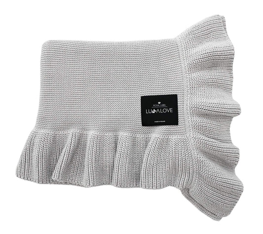 Soft bamboo baby blanket with a frill - Grey Blanket Lullalove UK