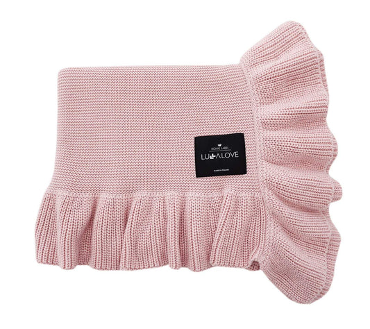 Soft bamboo baby blanket with a frill - Powder pink Blanket Lullalove UK