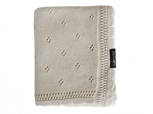 Soft cellular bamboo baby blanket - Beige - Daisy Blanket Lullalove UK