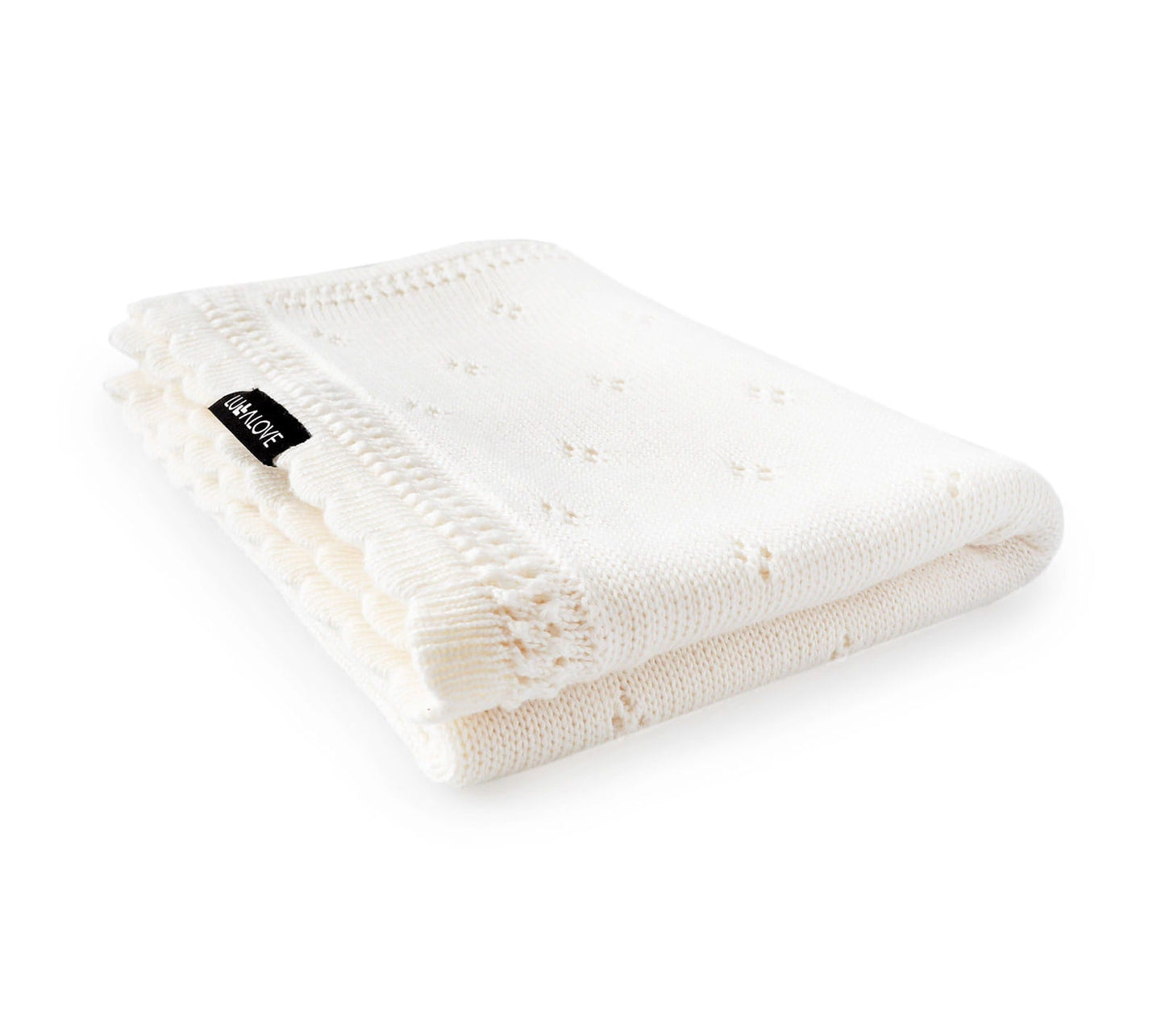 Soft cellular bamboo baby blanket - Coconut - Daisy Blanket Lullalove UK 