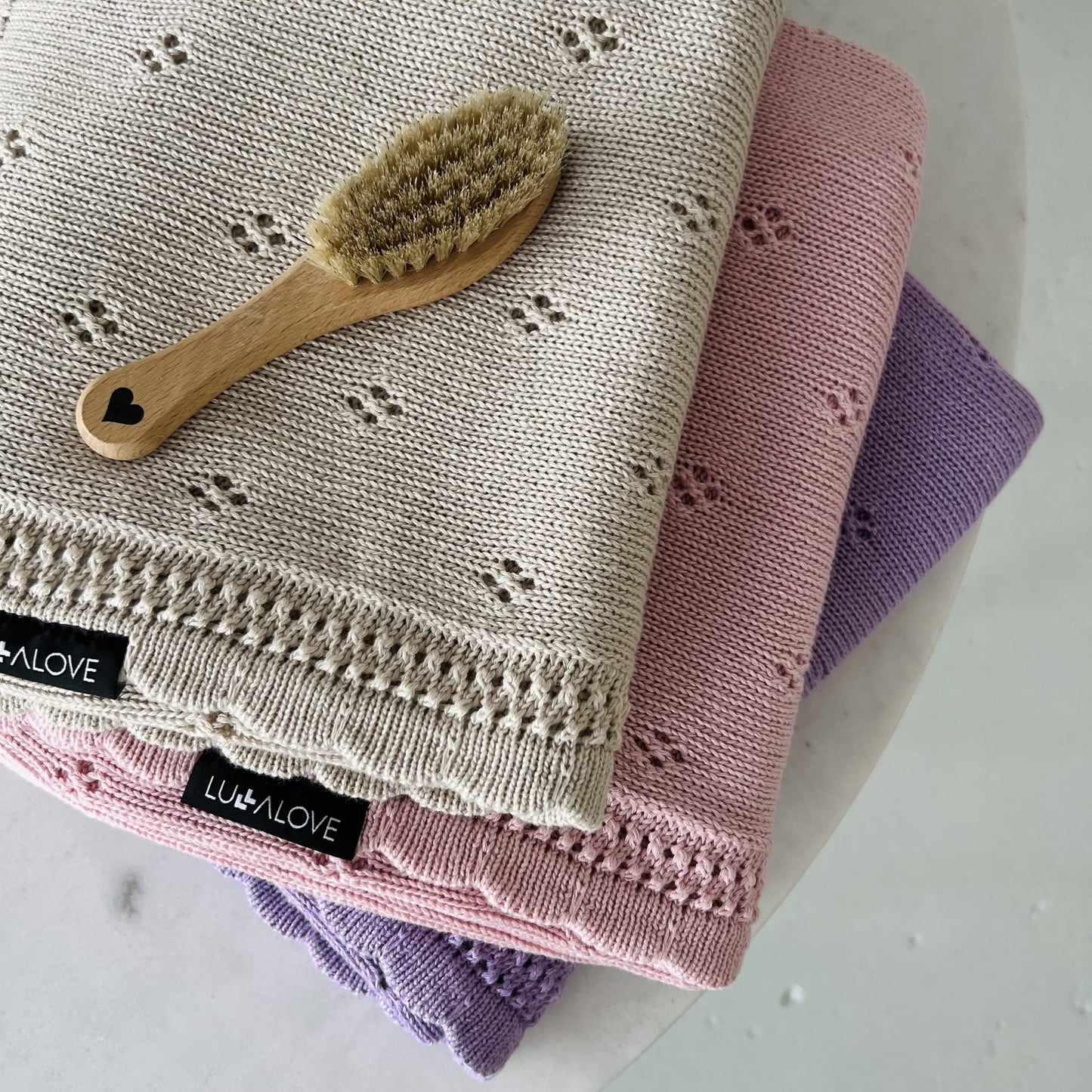 Soft cellular bamboo baby blanket - Lavender - Daisy Blanket Lullalove UK