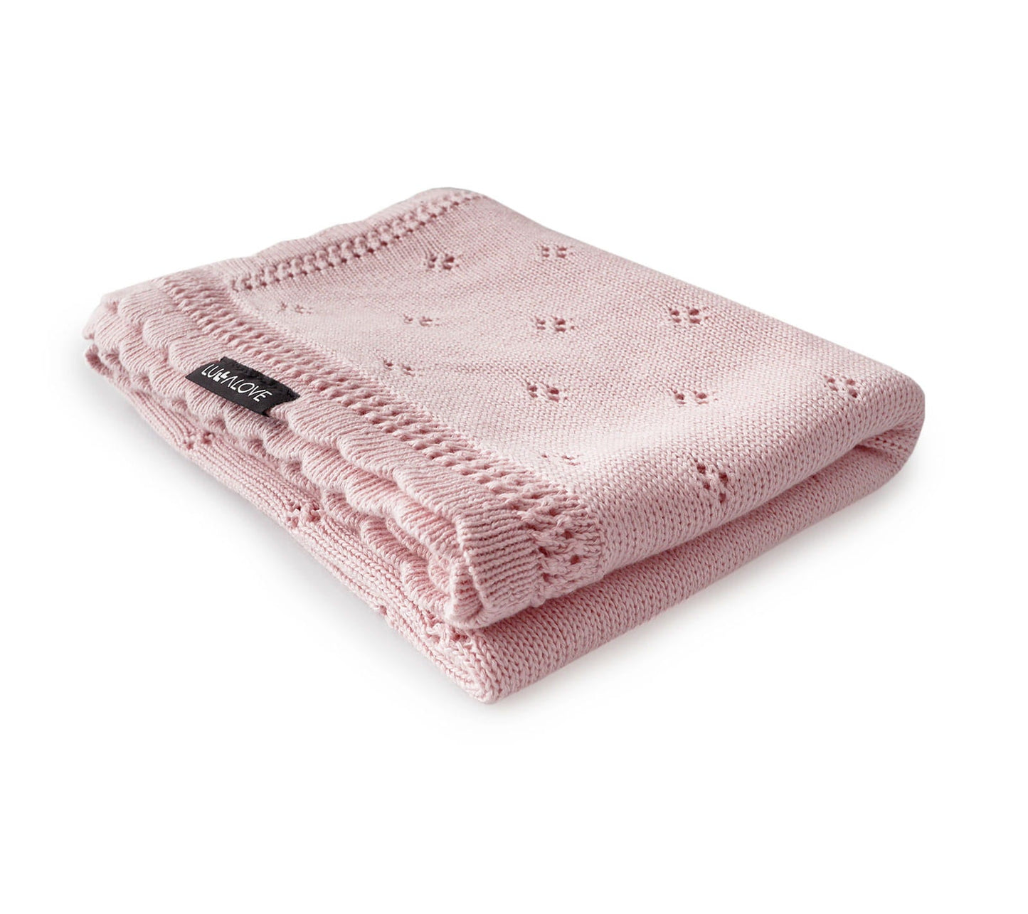 Soft cellular bamboo baby blanket - Powder Pink - Daisy Blanket Lullalove UK 