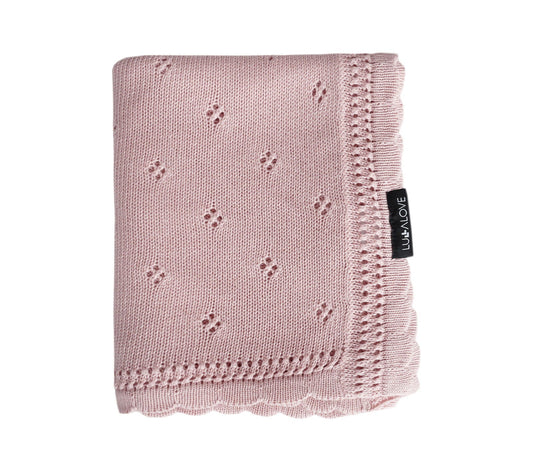 Soft cellular bamboo baby blanket - Powder Pink - Daisy Blanket Lullalove UK