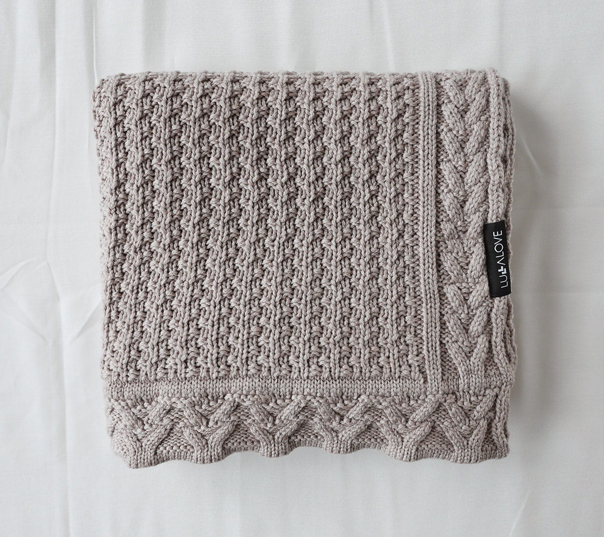 Premium Merino Wool Baby Blanket "Cookie" - Taupe
