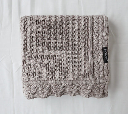 Premium Merino Wool Baby Blanket "Cookie" - Taupe