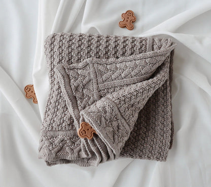 Premium Merino Wool Baby Blanket "Cookie" - Taupe