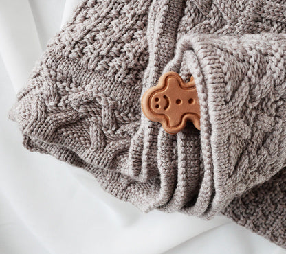 Premium Merino Wool Baby Blanket "Cookie" - Taupe