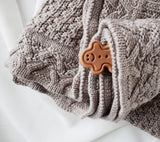 Premium Merino Wool Baby Blanket "Cookie" - Taupe