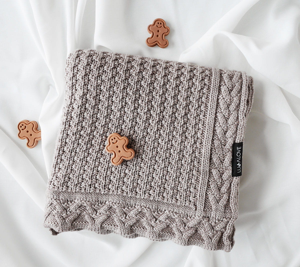 Premium Merino Wool Baby Blanket "Cookie" - Taupe