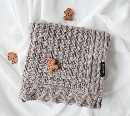 Premium Merino Wool Baby Blanket "Cookie" - Taupe
