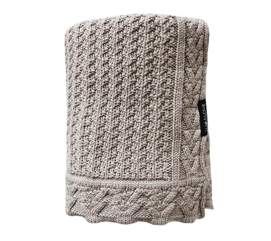 Premium Merino Wool Baby Blanket "Cookie" - Taupe