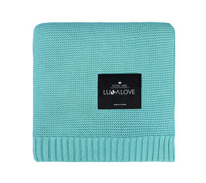 Bamboo baby blanket - Sea blue - Classic knit