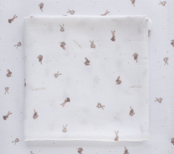 Large Muslin Baby Swaddle - Little Bunnies