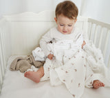 Large Muslin Baby Swaddle - Little Bunnies