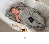 Soft bamboo baby blanket with a frill - Grey