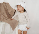 Cellular bamboo baby blanket - Caramel Beige - Seashell