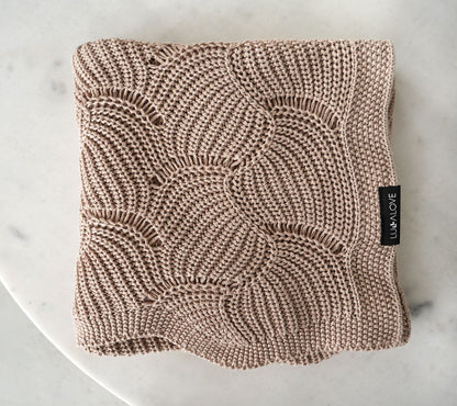 Cellular bamboo baby blanket - Caramel Beige - Seashell