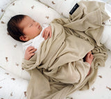 Light bamboo swaddle blanket Bunnies - Beige