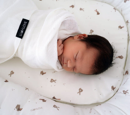 Light knitted bamboo swaddle blanket - Coconut