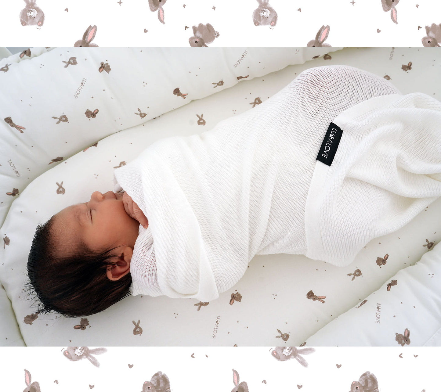 Light knitted bamboo swaddle blanket - Coconut
