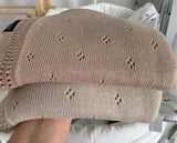 Soft cellular bamboo baby blanket - Caramel - Daisy