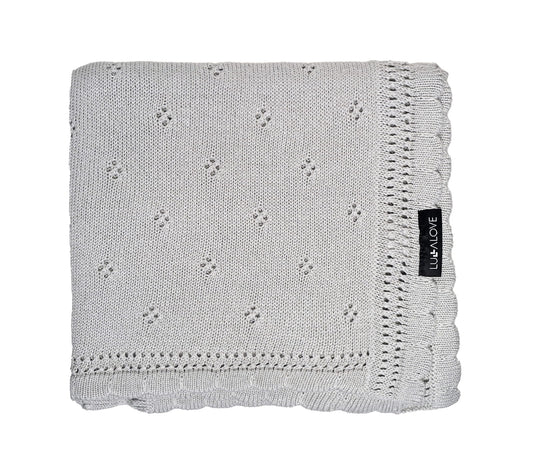 Soft cellular bamboo baby blanket - Grey - Daisy