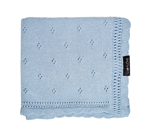 Soft cellular bamboo baby blanket - Blue - Daisy