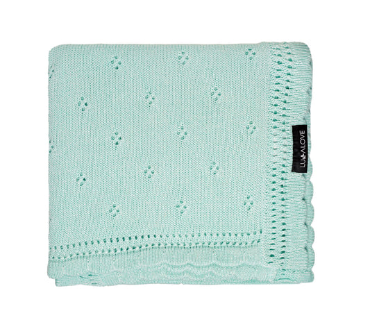 Soft cellular bamboo baby blanket - Mint - Daisy