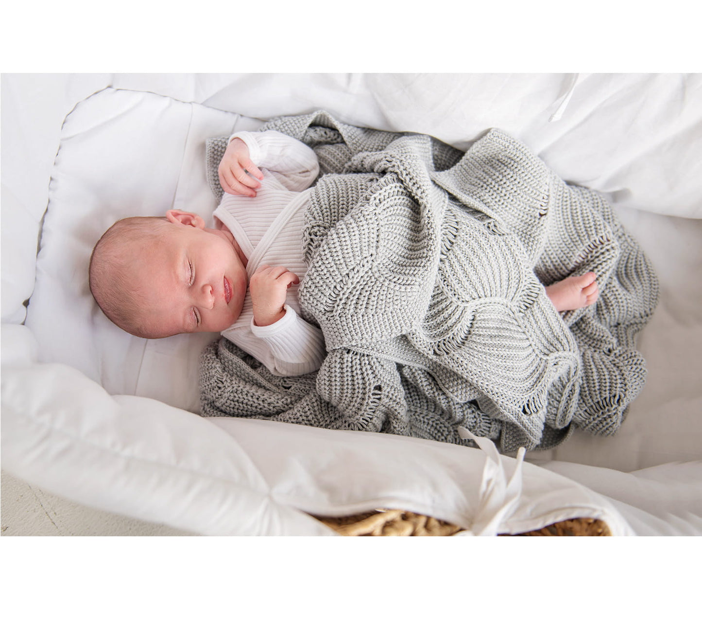 Cellular bamboo baby blanket - Grey - Seashell