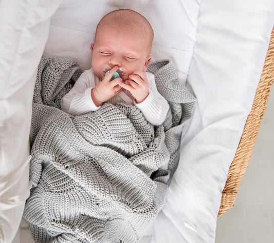 Cellular bamboo baby blanket - Grey - Seashell