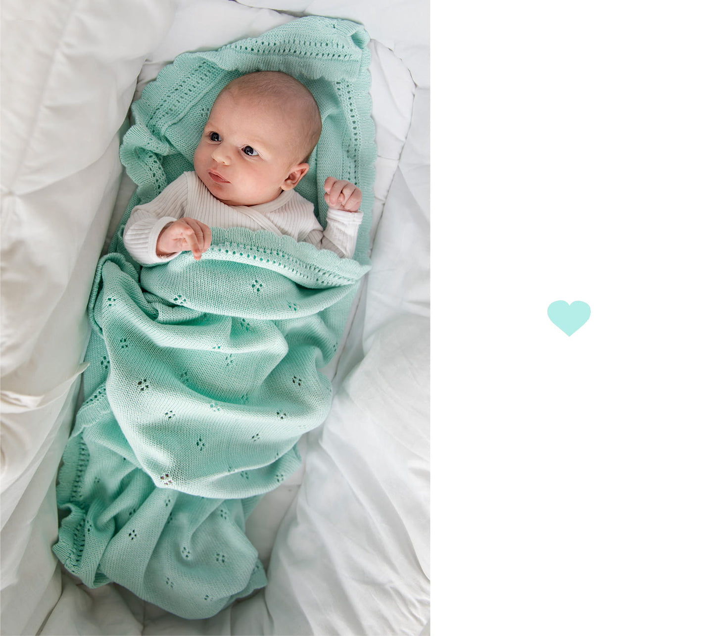 Soft cellular bamboo baby blanket - Mint - Daisy